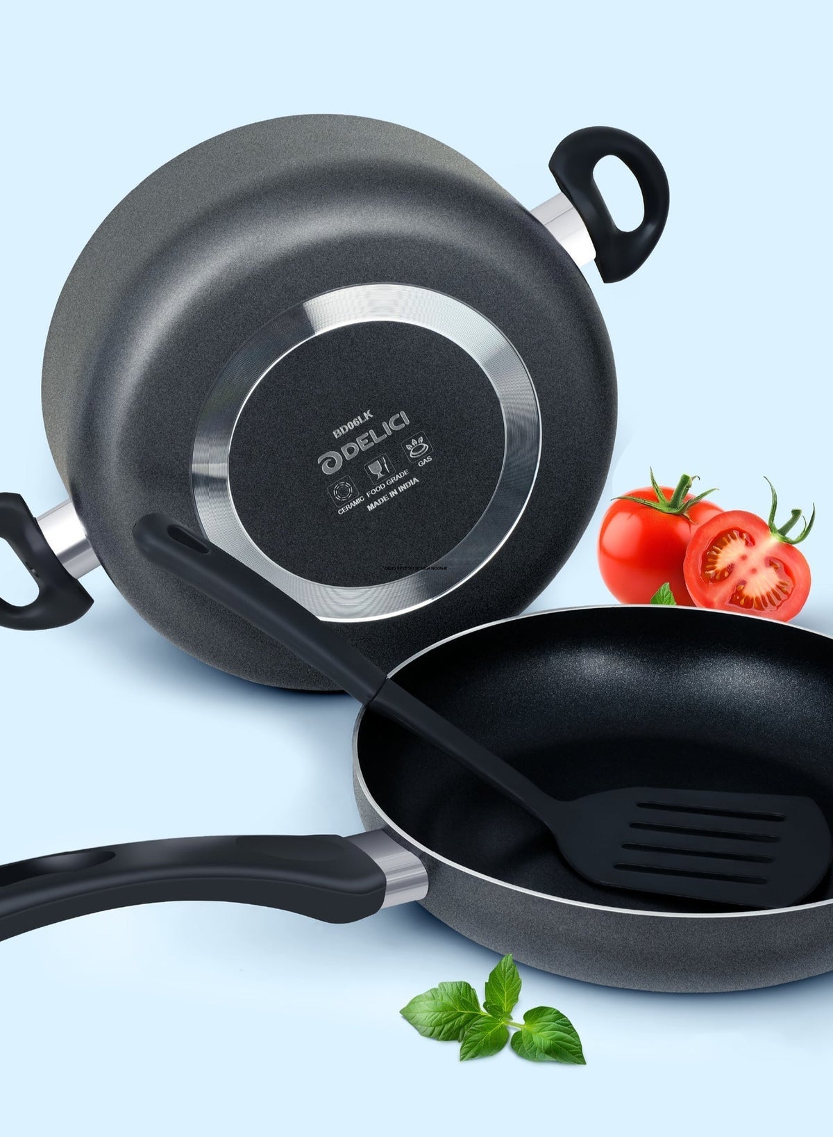 8 Pcs Nonstick Cookware Set with 10X Tougher Coating, Quick Heat Distribution, H