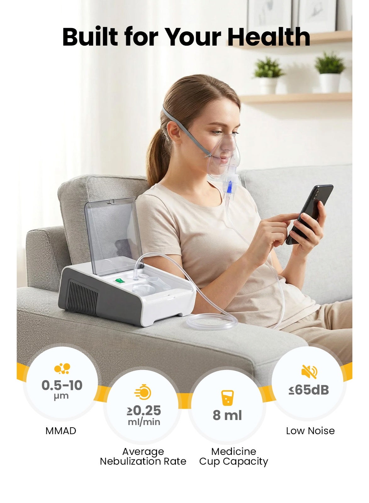 Compressor Nebulizer with Nasal, Nebulizer machine for Adults and Children