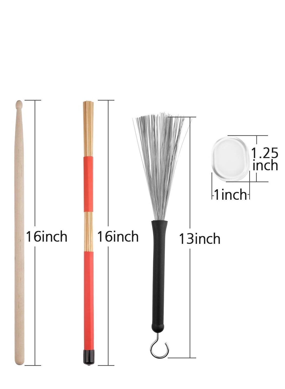 Drum Sticks Set, 5A Maple Wood Drumsticks Set - Includes Drum Rods Brushes, Retractable Drum Wire Brushes, 12PCS Drum Dampeners, and Portable Bag - Perfect for Kids and Adults - Image 5