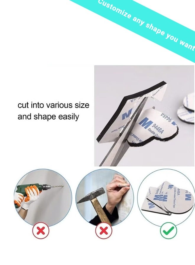 100 Pcs Double Sided Tape, Strong Heavy Duty Waterproof Tape, Adhesive Foam Pad Tape, Self-Adhesive Tape, Square & Round, for Home, Office, 40×40mm - Image 4