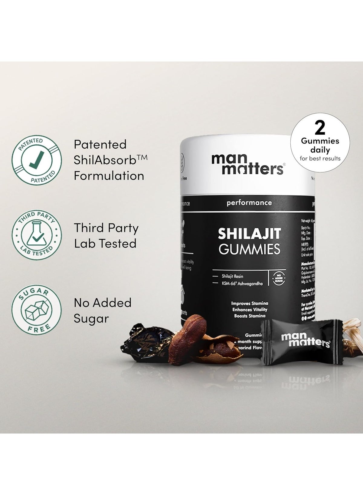 Man Matters Himalayan Shilajit/Shilajeet Gummies | 3000mg/Serving | For Energy,