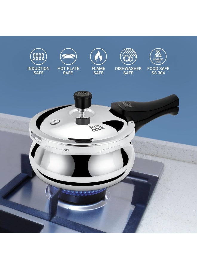 Pro Cook Handi Pressure Cooker 3.5 Litre – Triply Stainless Steel Cooker with Outer Stainless Steel Lid & Glass Lid, Induction & Gas Compatible, ISI Certified, Gasket Release System – Silver - Image 2