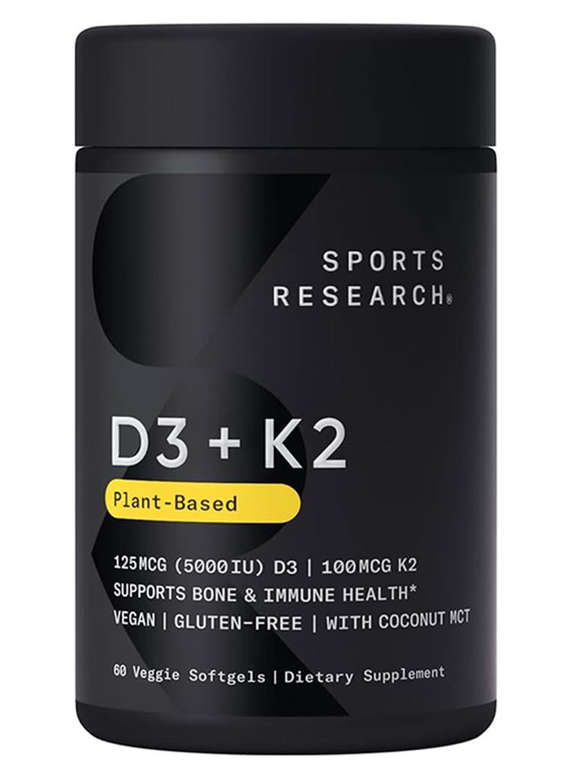 Sports Research K2 + D3 Supports Bone and Immune Health 60 Veggie Softgel