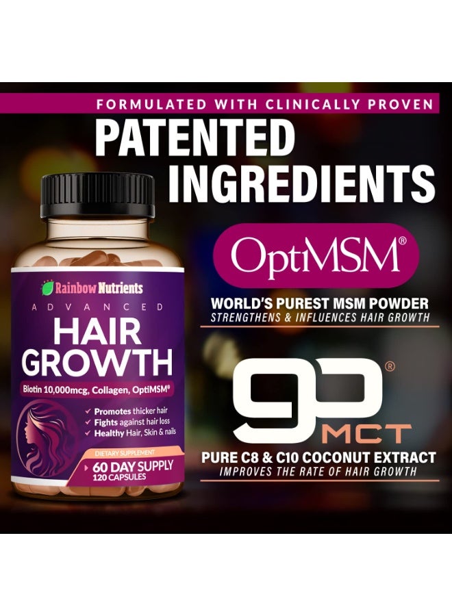 Hair Growth Vitamins for Women | Biotin 10,000mcg + Collagen + OptiMSM® + goMCT®
