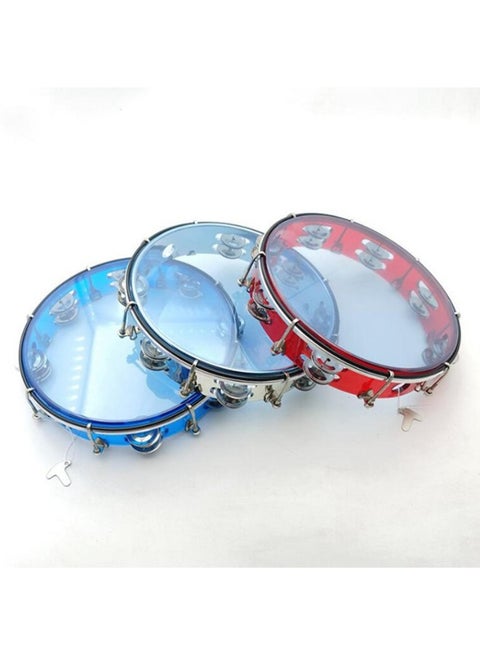 Double-Row Percussion Tambourine with Hand Drum Head - Multicolor