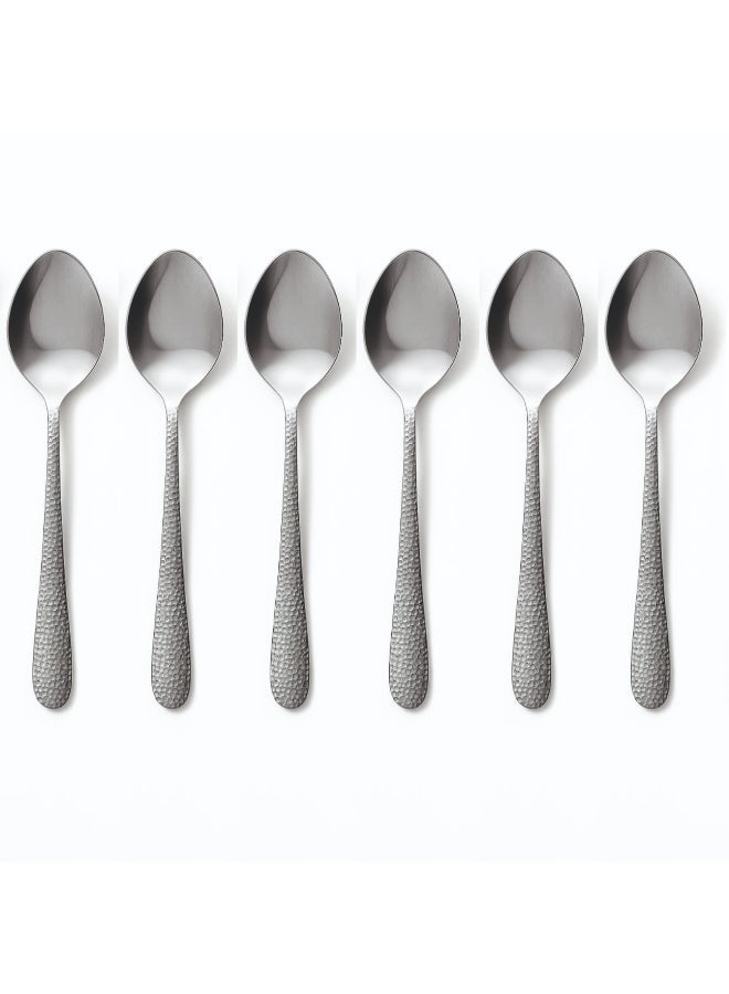 24 Piece Hammered Flatware Cutlery Set, Stainless Steel Silverware Set for Home/Office/Party, Knife Fork Spoon Eating Utensils Set Service for 6, Mirror Polish & Dishwasher Safe - Image 6