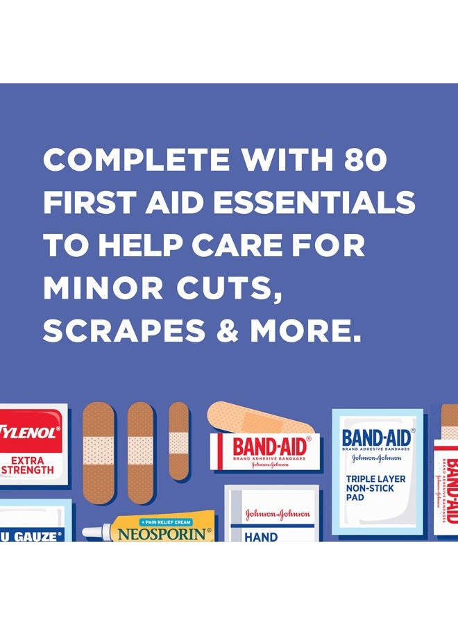 Travel Ready Portable Emergency First Aid Kit for Minor Wound Care with Assorted Adhesive Bandages, Gauze Pads & More, Ideal for Travel, Car & On-The-Go, 80 pc - Image 5
