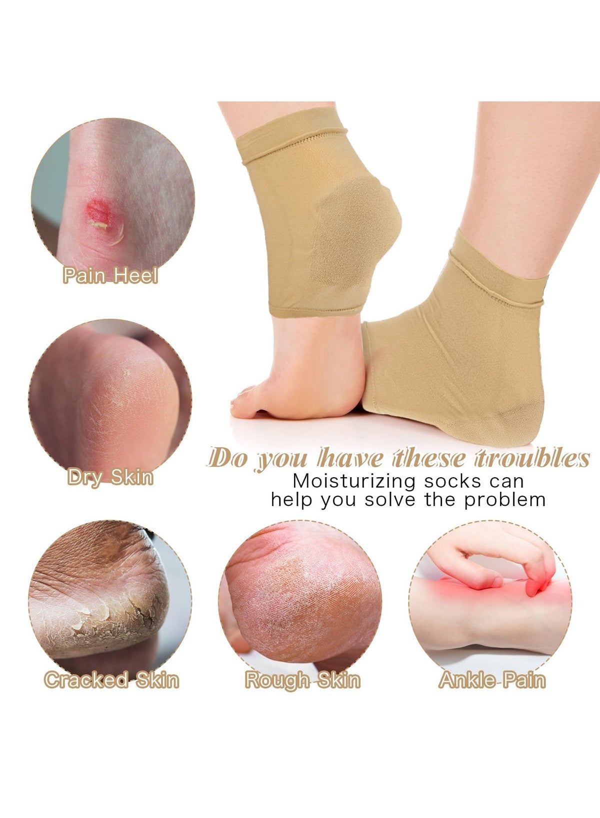 4 pairs moisturizing heel socks for dry cracked heels, cracked heel treatment repair socks - Image 6