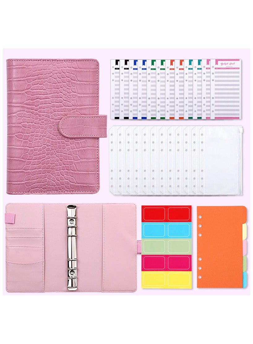 A6 Budget Binder Cover Cash Envelope with Zipper Binder Pockets