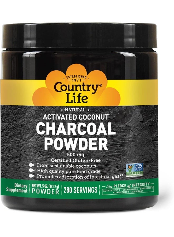 Activated Coconut Charcoal 500 mg Powder 280 Servings, 5 oz (141.7 g) - Image 2