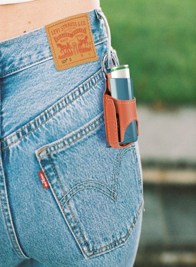 Beautyflier Asthma Inhaler Holder Keychain, Travel Handy Mini Holster with Carabiner Clip, Lightweight Inhaler Carrier for Asthma Inhaler Spacer for Adults and Children, Holder Only (Orange + Blue - Image 4