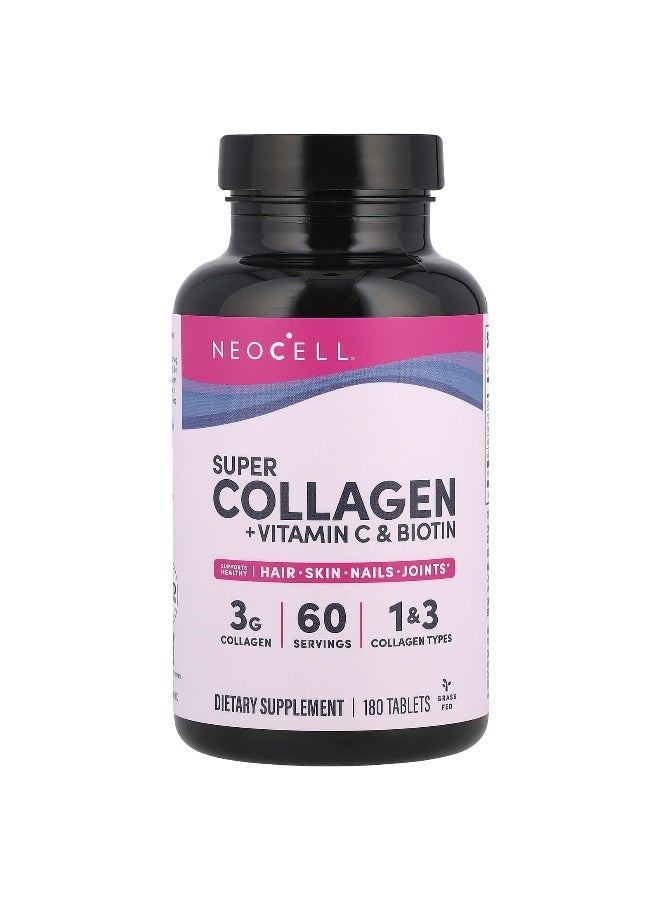 Super Collagen + Vitamin C + Biotin 180 Tablets - Image 2