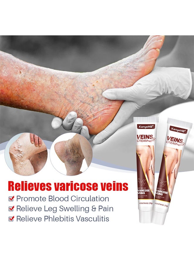 Varicose Veins Remove Cream 20g, Blood Circulation Vein Care Leg Cream, Vasculitis Phlebitis Foot Care Ointment, Pain Relief Therapy Firming Vein Lotion for Treatment of Varicose Veins - Image 3