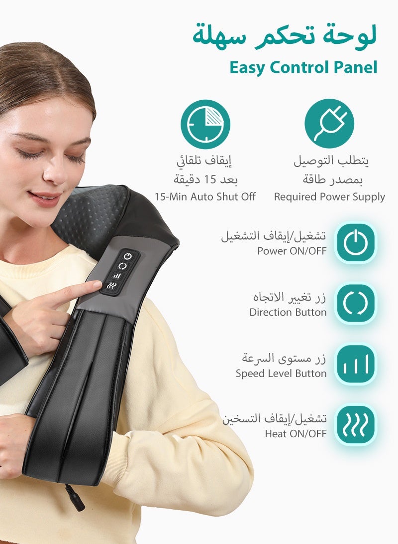 Neck Massager with Soothing Heat, Shiatsu Shoulder Massager, Electric Deep Tissu