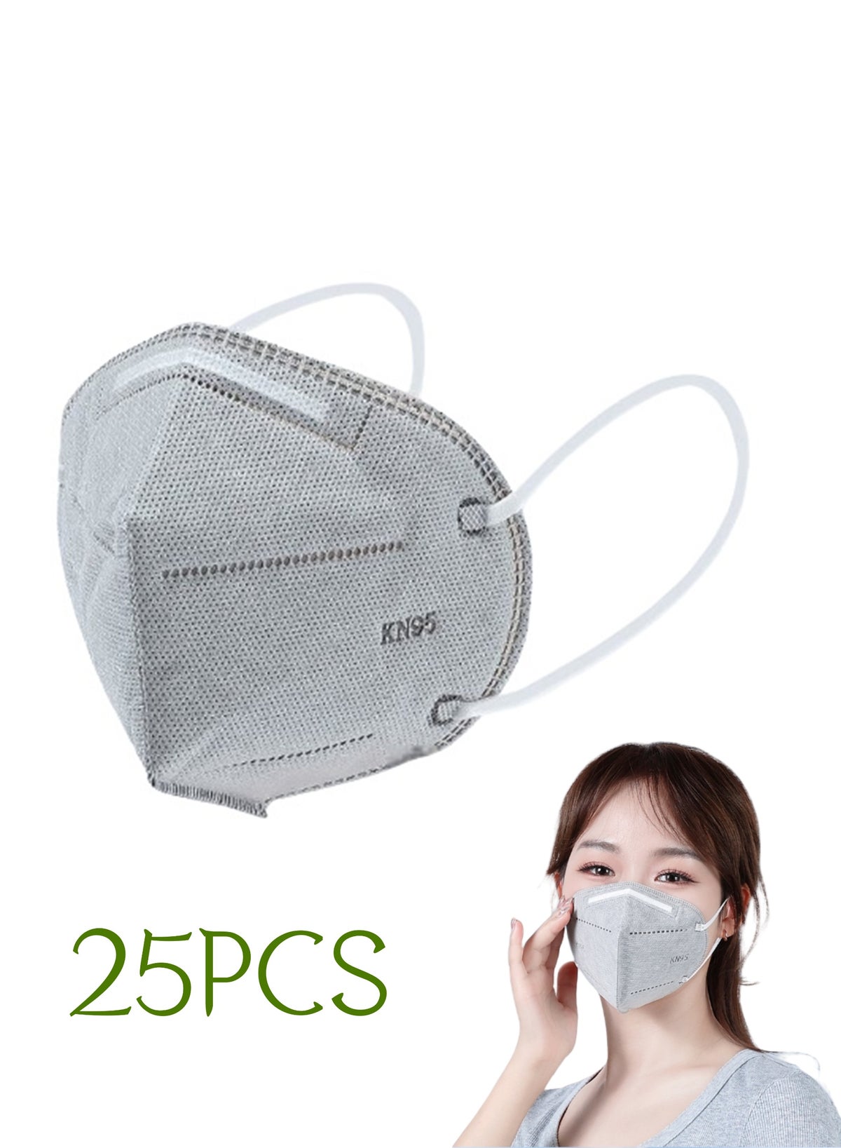 25PCS KN95 Face Mask 7 Layer Cup Dust Safety Masks Breathable Elastic Ear Loops Grey Masks disposable masks