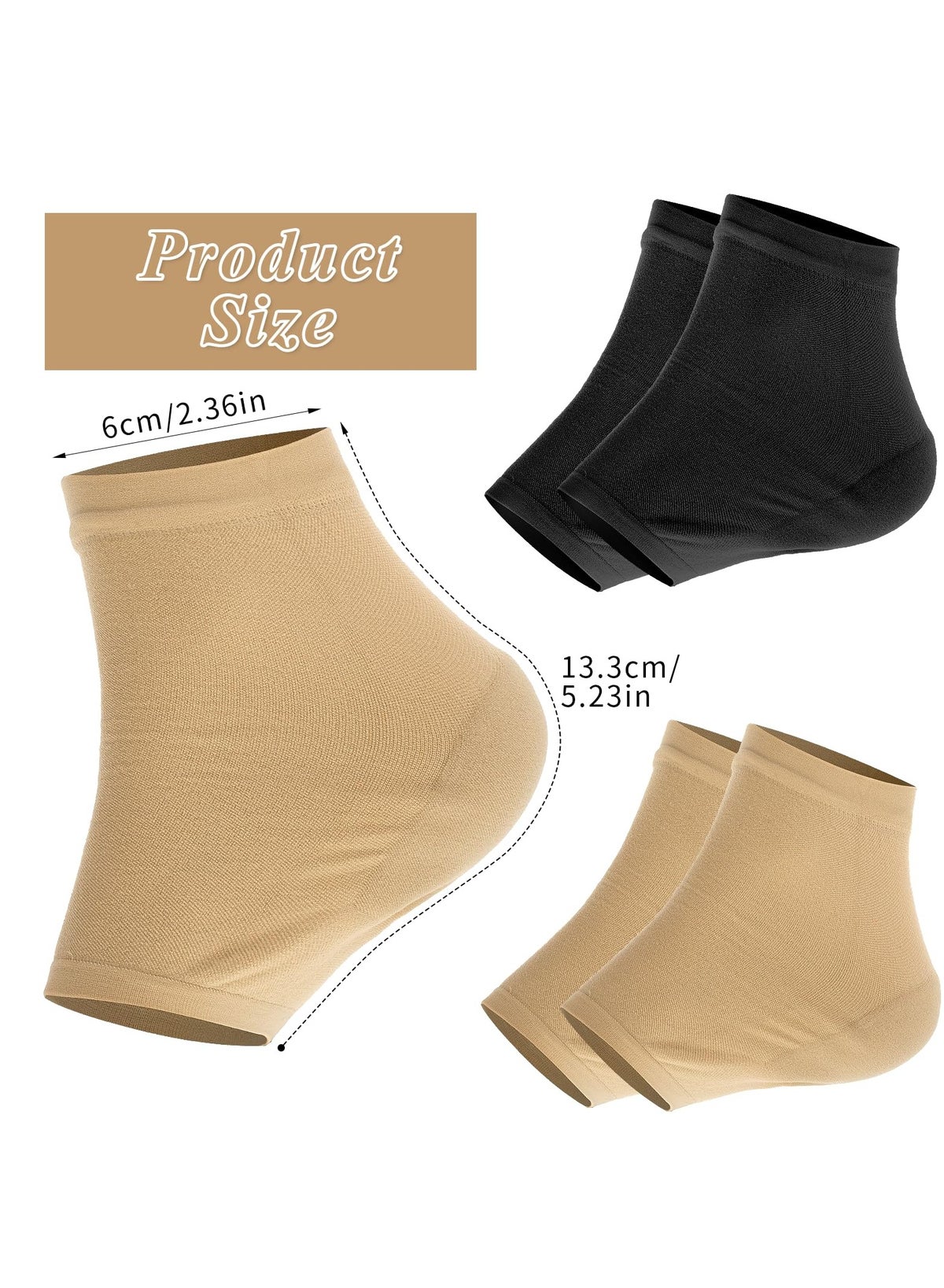 4 pairs moisturizing heel socks for dry cracked heels, cracked heel treatment repair socks - Image 3