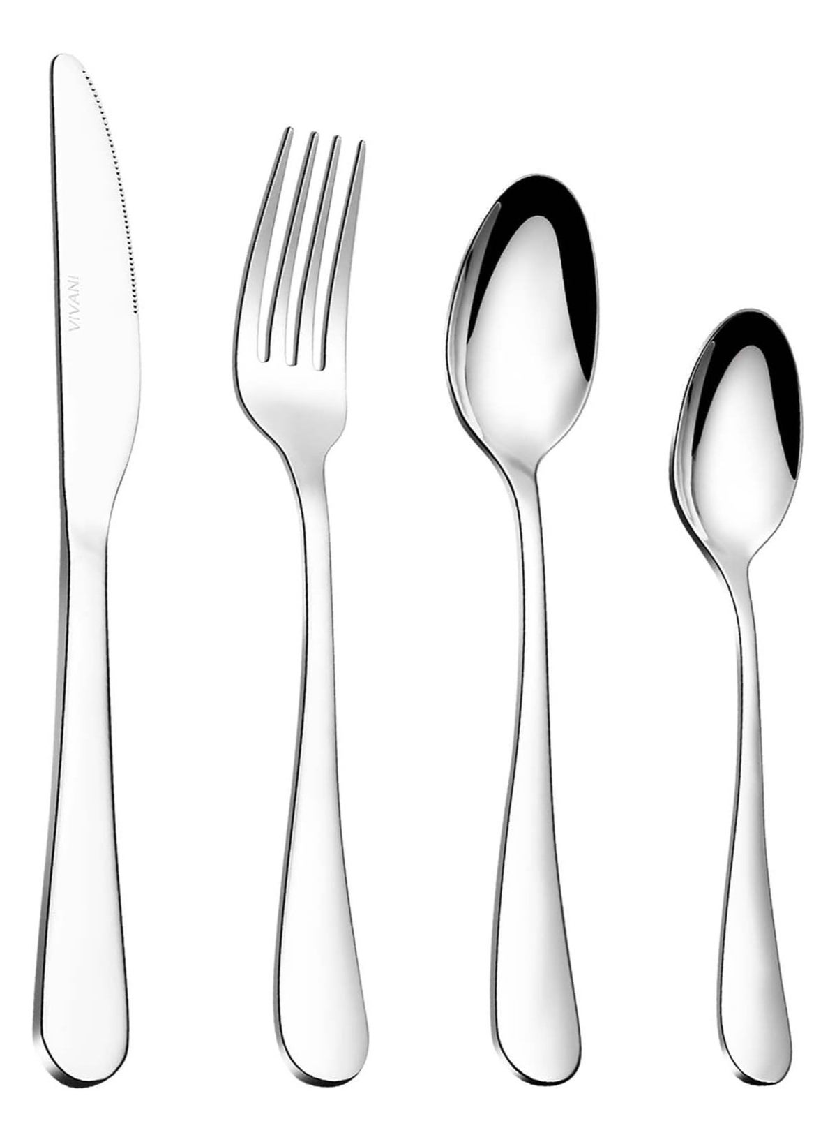 4 Piece Silverware Cutlery Set, Heavy Duty Stainless Steel Flatware for 1, Cutlery Utensil Sets with Knives, Rust-proof, Mirror Polished, Dishwasher Safe Stainless Steel Tableware Cutlery Set - Pack of 4