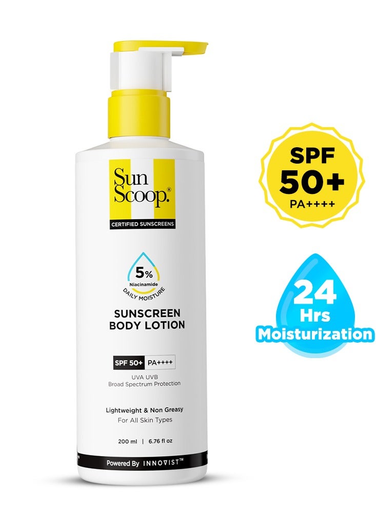 5% Niacinamide Daily Moisture Sunscreen Body Lotion SPF 50+ PA++++ | 24-Hours Moisturization | Reduces Pigmentation | Smoothens the Skin (200ml) - Image 2