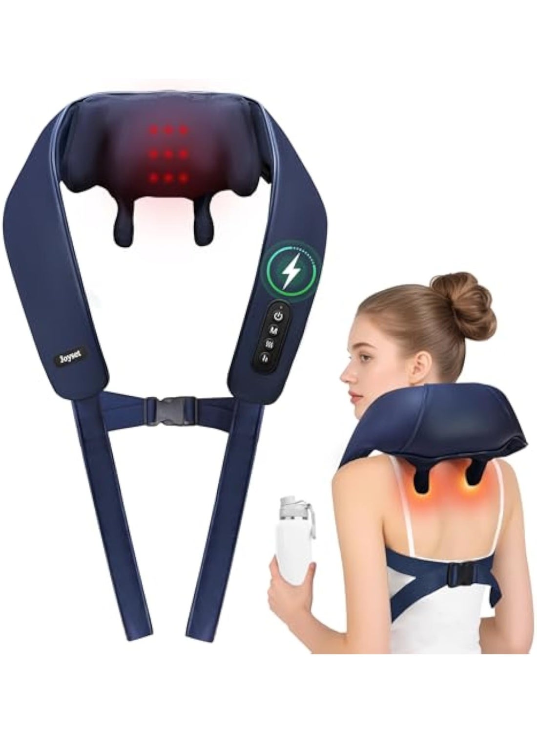 Cordless Neck Massager with Heat, 6D Deep Kneading Neck Shoulder Massager for Pain Relief, Shiatsu Massager for Shoulder, All Body, 2 Speed Intensities