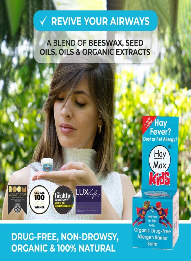 HayMax Allergen Barrier Balm for Kids, 0.17 fl oz (5ml, Organic, Natural & Non-Drowsy, Children Hay Fever Allergy Relief - Traps Pollen, Dust & Pet Allergen - Ragweed & Cedar - Image 4