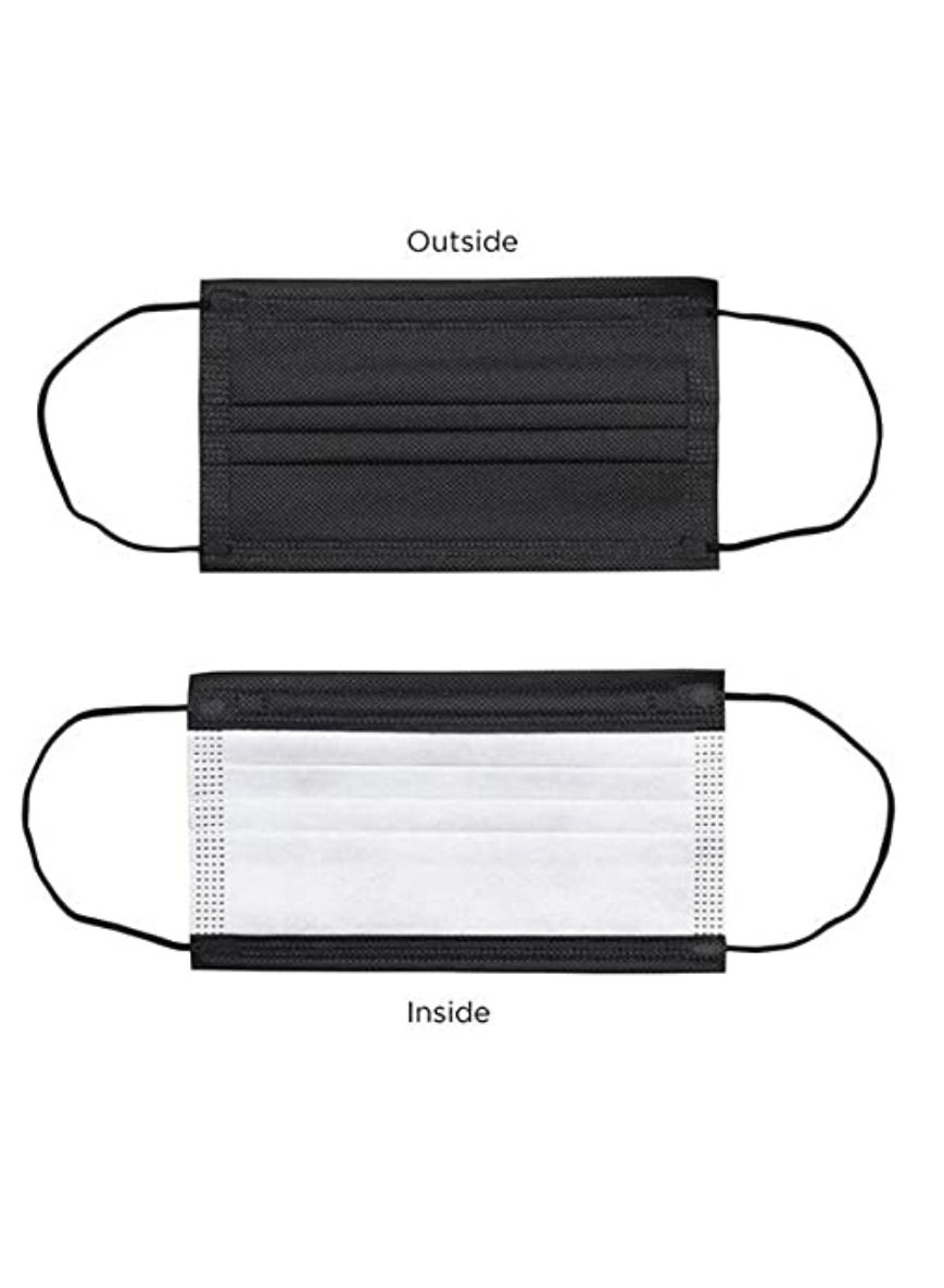 50-Pieces 3 Ply Disposable Face Mask For Adults Individually Packed Black - Image 4