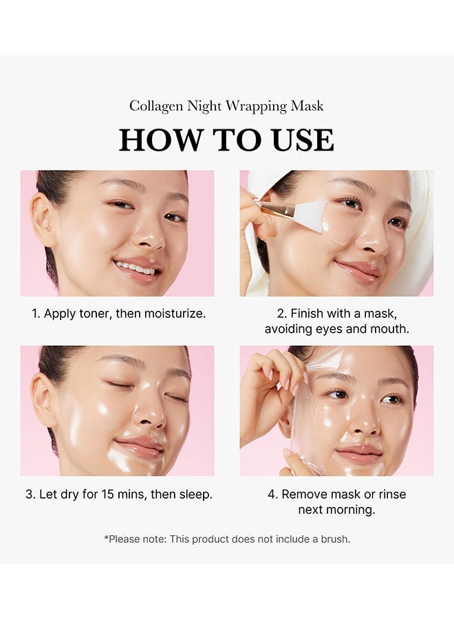 Collagen Overnight Wrapping Peel Off Facial Mask Pack - Elasticity And Hydration Care, Reduces Sagging And Dullness - Hydrolyzed Collagen For Glowing Skin - Korean Skin Care, 2.53 Fl.Oz - Image 4
