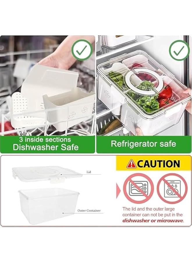 Fridge Organizers and Storage, Medium 3-in-1 Draining Crisper with Strainer for Fruits Vegetables Airtight Vent & Drain Organizer - Image 6