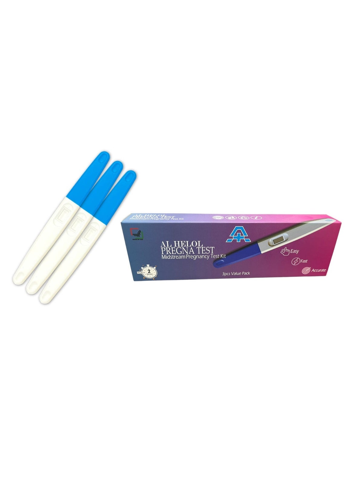 Al Helol Pregna Test Midstream HCG Triple Pack Pregnancy Test Kit | Quick & Easy Home Pregnancy Test Kit | Accurate Result| 3 Tests