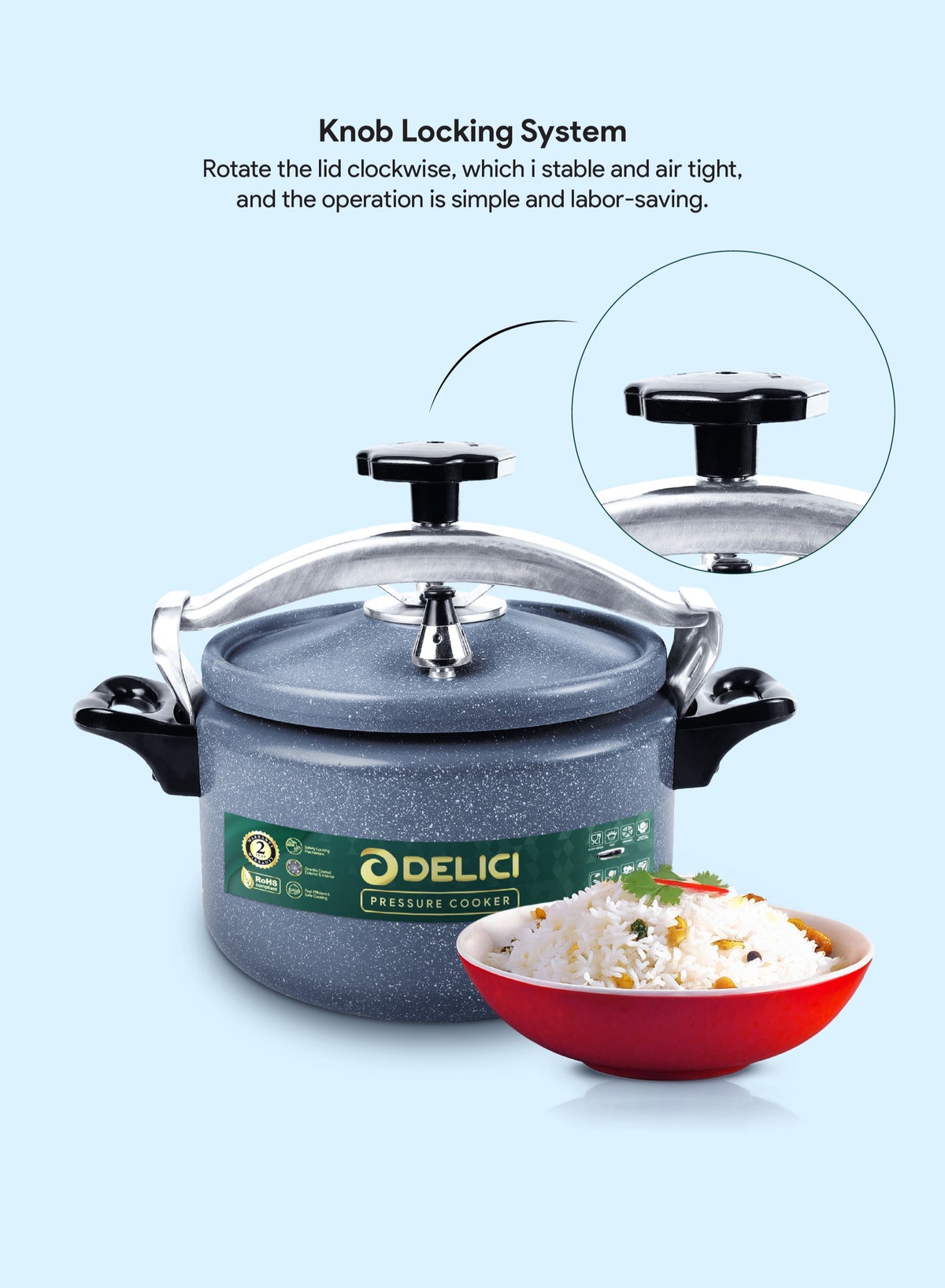 Aluminium Pressure Cooker 5 Litre (DPC 5G) – Heavy-Duty Durable Aluminum Body &