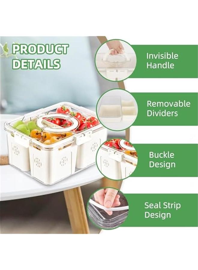 Fridge Organizers and Storage, Medium 3-in-1 Draining Crisper with Strainer for Fruits Vegetables Airtight Vent & Drain Organizer - Image 2