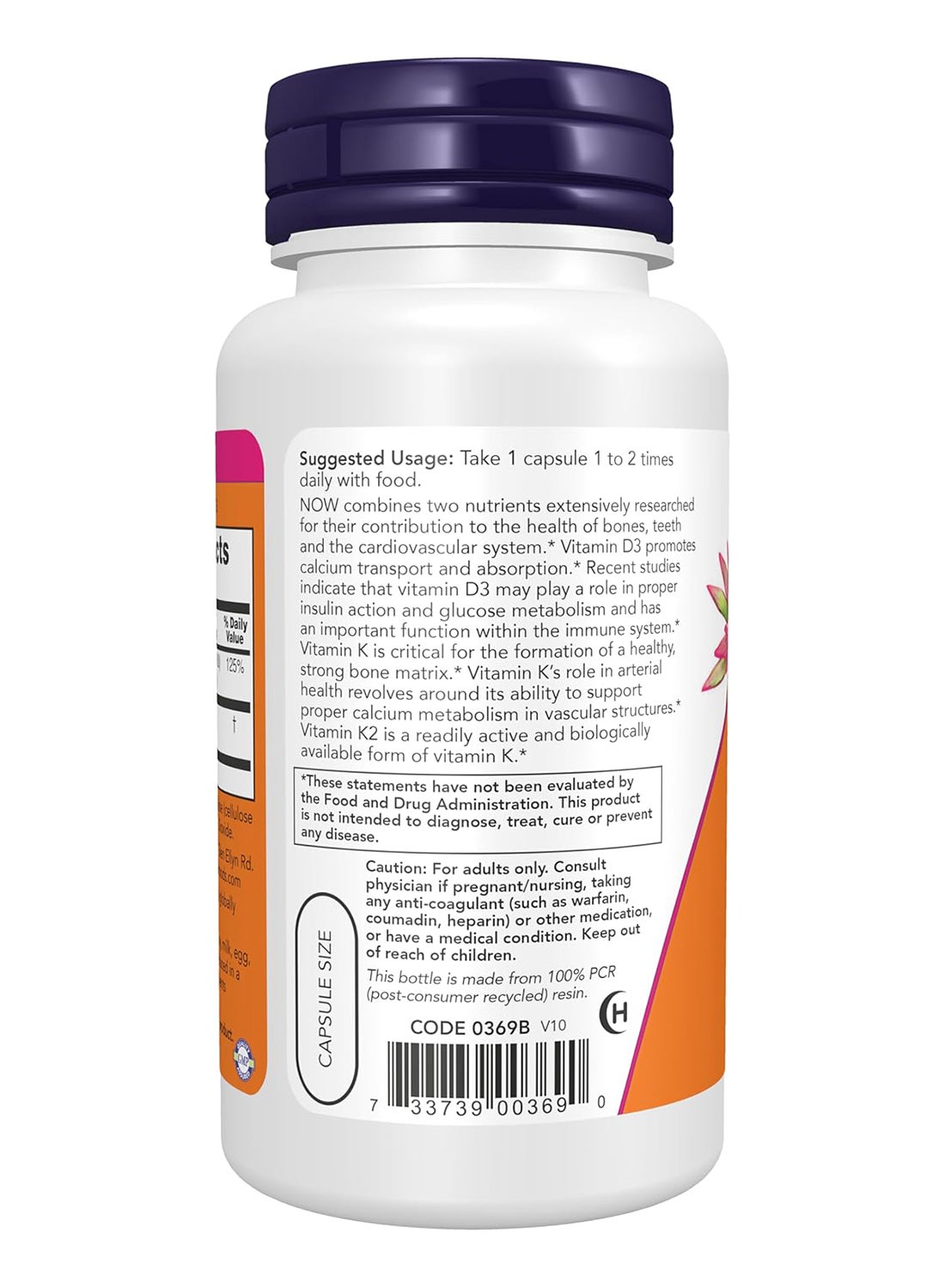 Vitamin D3 And K2, 1,000 Iu/45 Mcg, 120 Capsules - Image 3