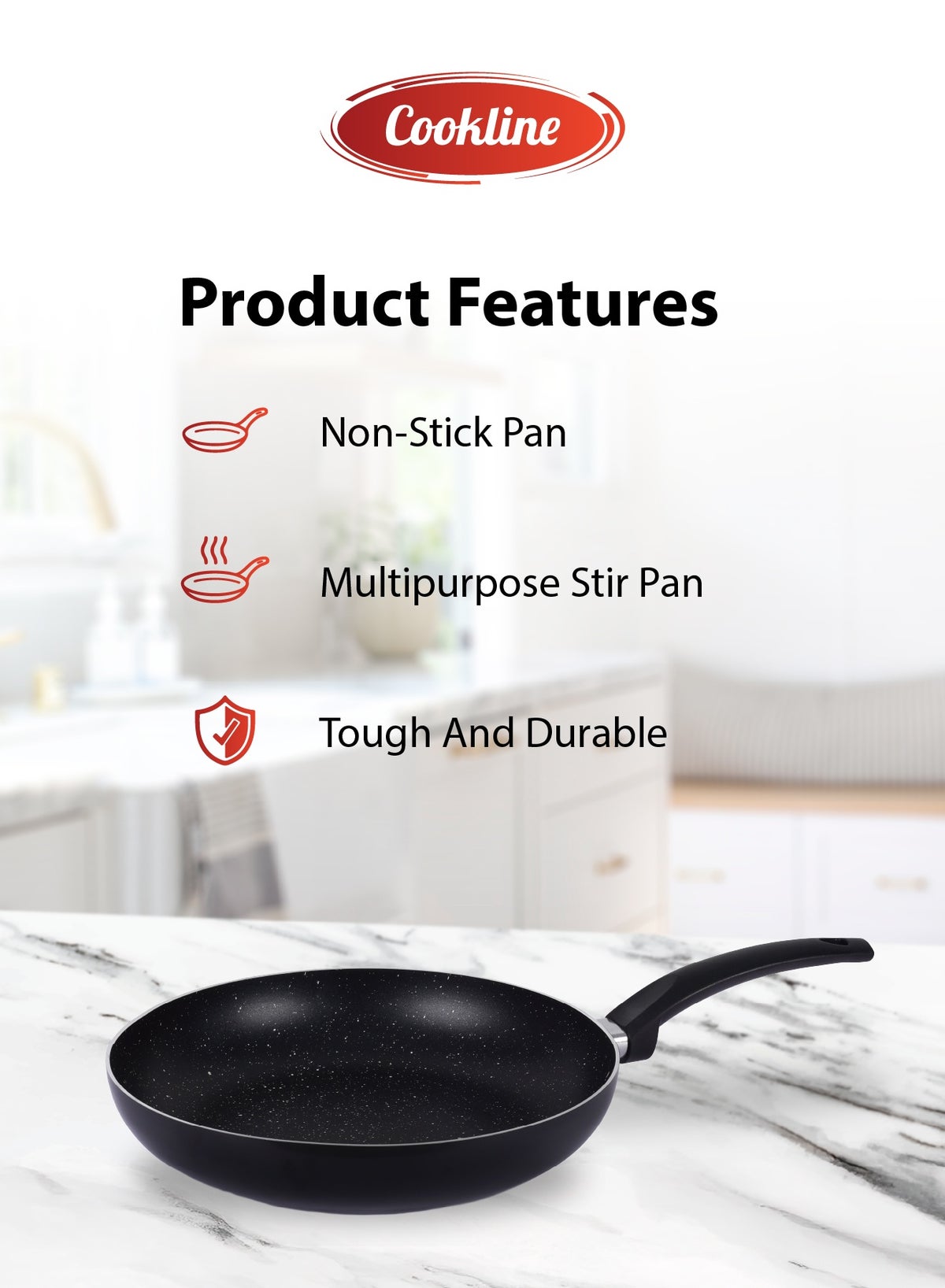 Pressed Aluminum Nonstick Fry Pan with Induction Bottom 20cm, Black with White D