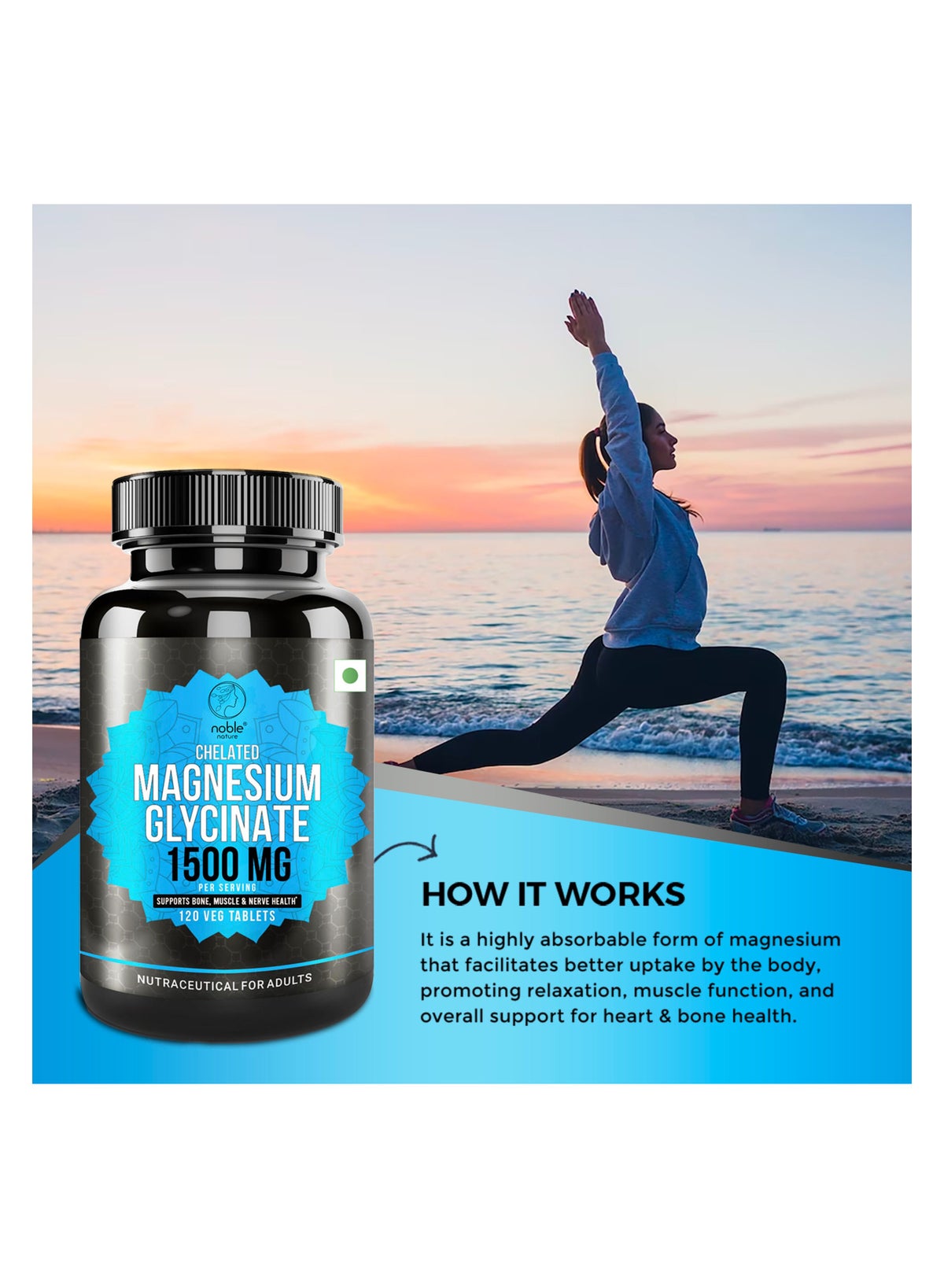 Chelated Magnesium Glycinate 1500MG per serving - 120 Veg Tablets - Supports Bone, Muscle & Nerve Health - Image 6