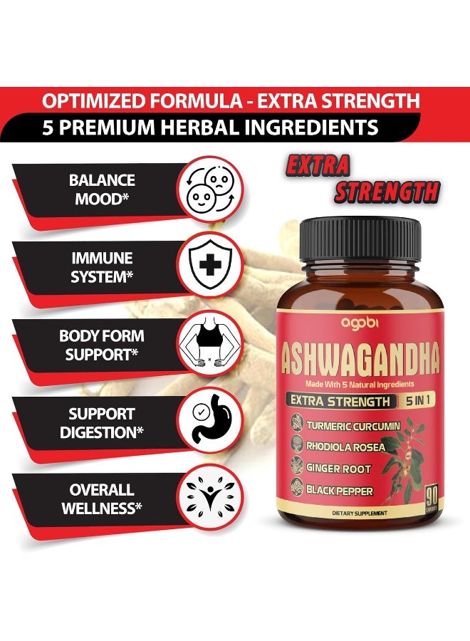 agobi Ashwagandha Capsules, 5in1 Equivalent to 5200mg Powder - Image 3