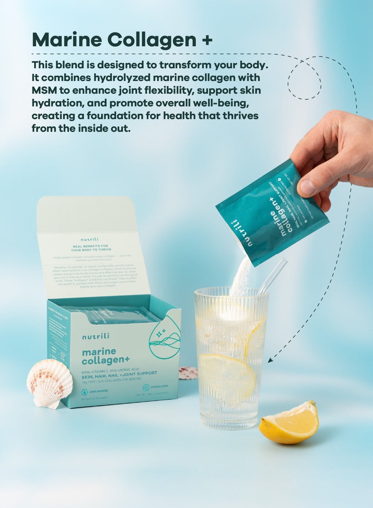 Marine Collagen+ 10g Servings MSM, Hyaluronic Acid and Vitamin C - Image 4
