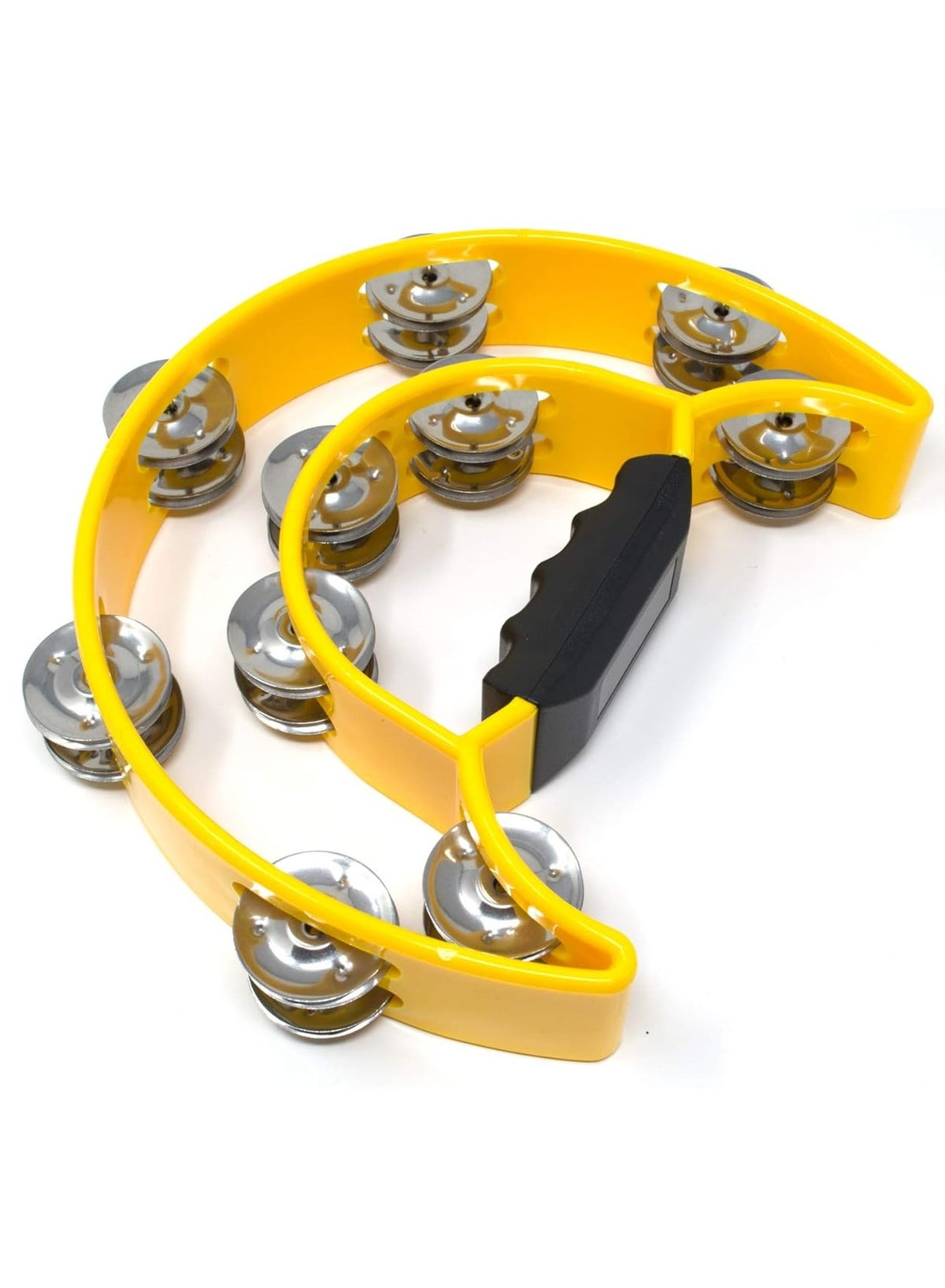Tambourine Double Row Metal Jingles Hand Held Percussion Half-Moon Tambourines M