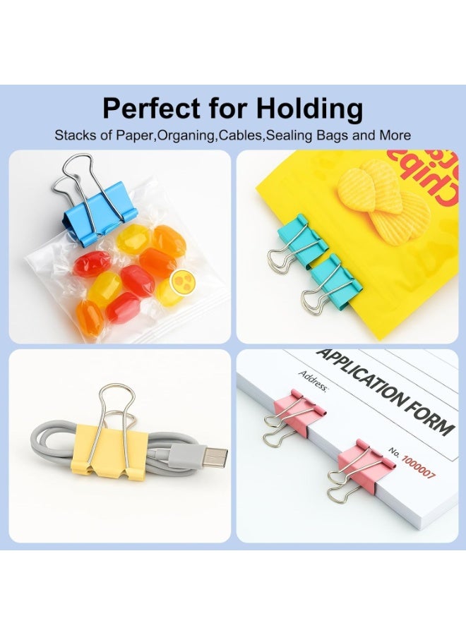 48 Pcs Binder Clips – Steel Paper Clamps, Holds Up to 50 Sheets, Quality Tempered Paper Clips for Home, School, Crafts, Office Supplies Paper Clamps (Multi-colour) - Image 4