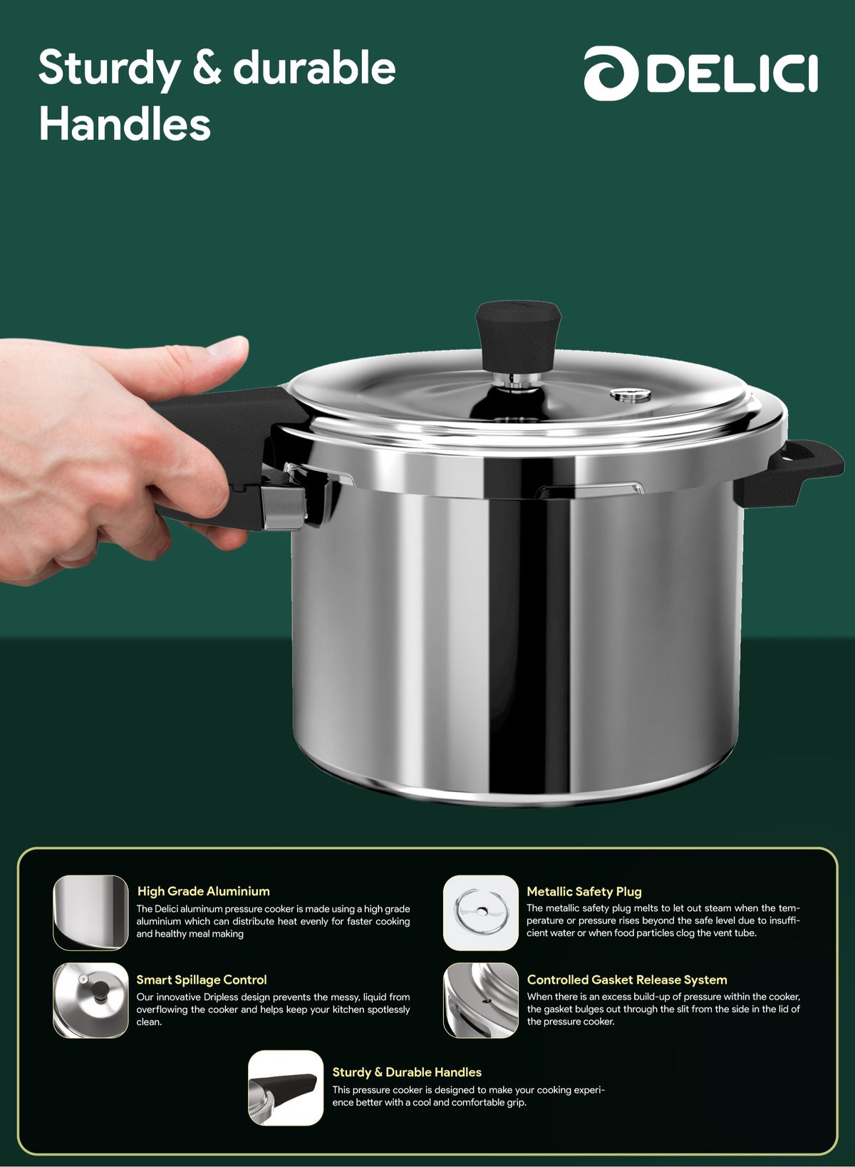 5Ltr + 3LtrLiters Aluminum Pressure Cooker Combo (5Ltr + 3Ltr), Dripless Design 