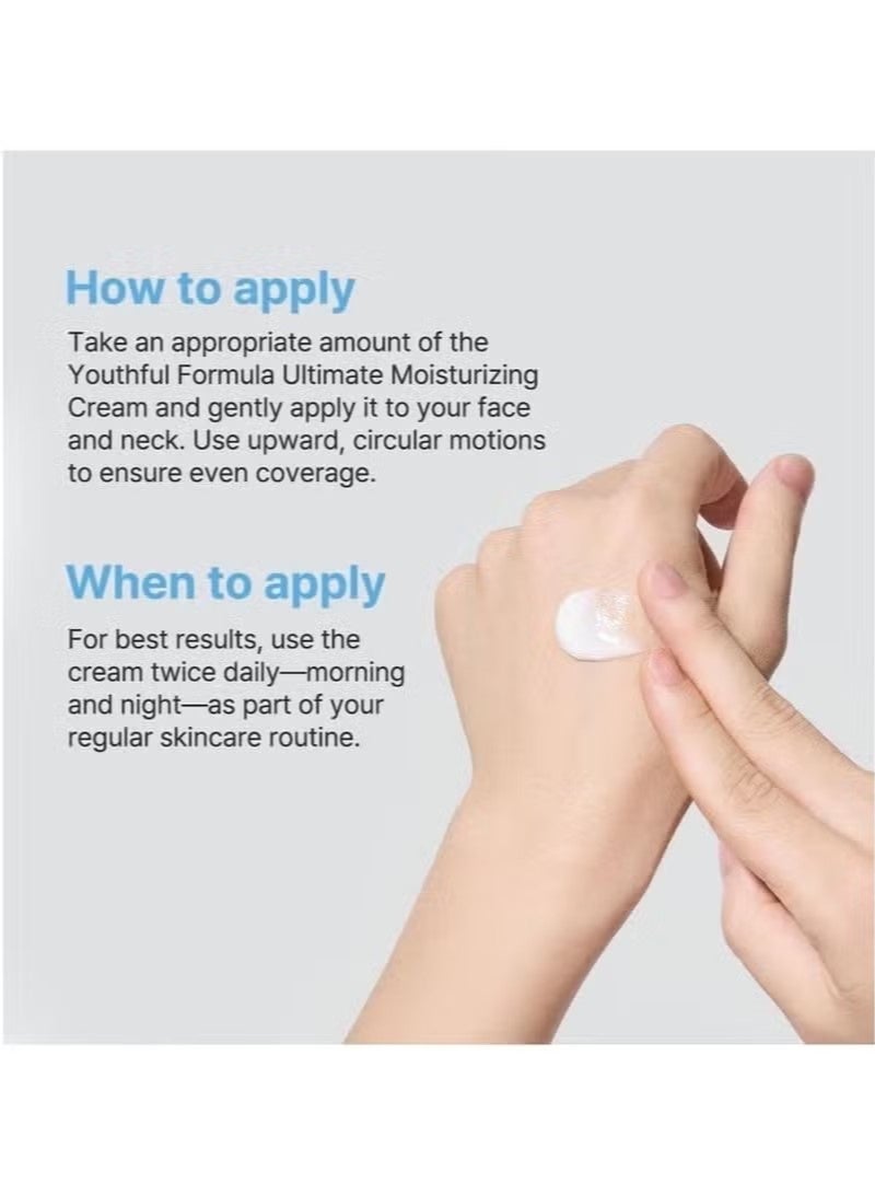 Youthful Formula™ Ultimate Moisturizing Cream | Centella Asiatica, Niacinamide, Hyaluronic Acid, Collagen | Wrinkles, Fine Lines, Dark Spots, Dry Skin, Redness | 3.38 fl. oz., 100ml - Image 3