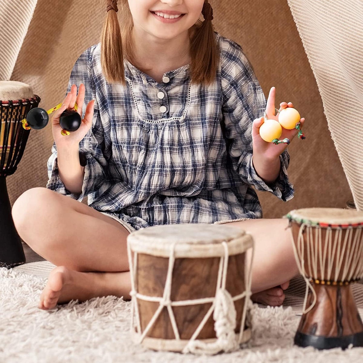 Aslatuas Rhythmic Ball, Kashaka Instrument, Kashaka Music Egg Shaker, Asalato Instrument, Cas Cas Instrument, Kosh Kash Instrument (2pcs,Blue) 2pcs Blue - Image 2