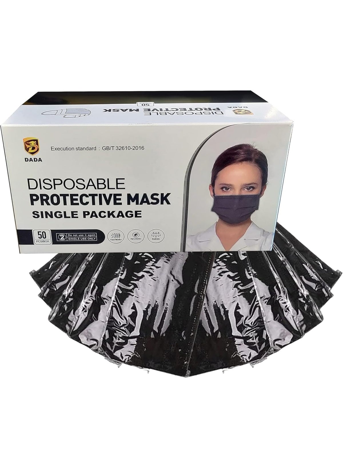 Disposable Face Mask with Comfortable Ear Loop (50 Pieces, Black) - Image 6