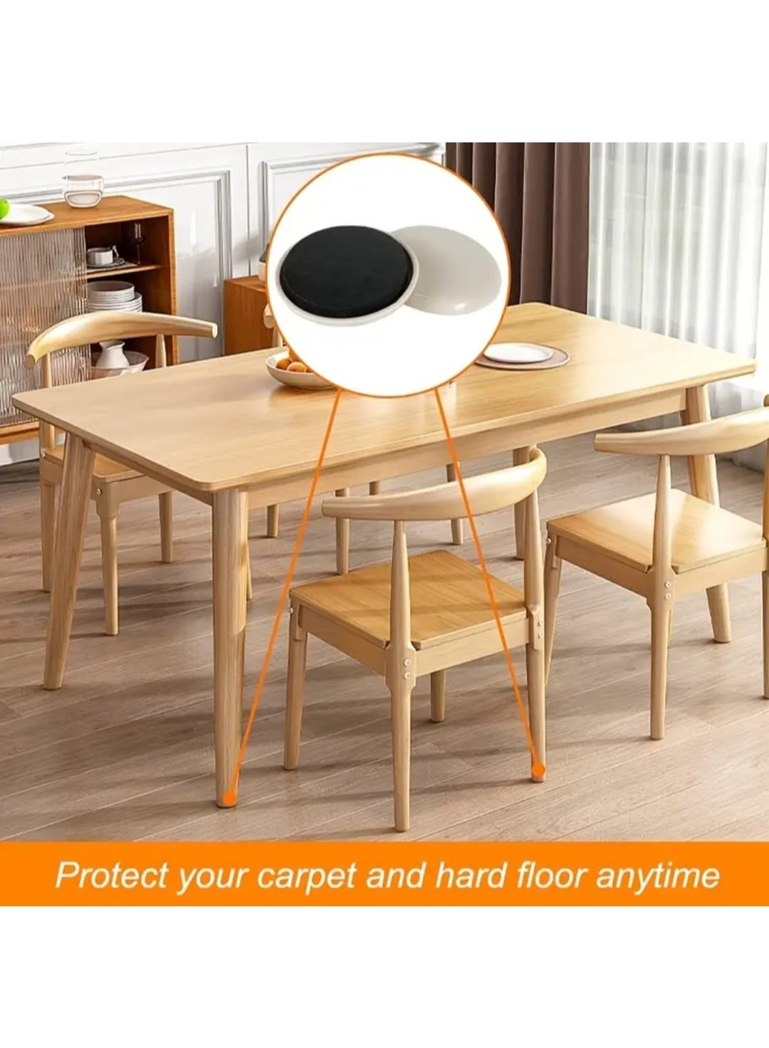 20 Pcs Self-Adhesive Carpet Furniture Glides, Round Chair Leg Sliders with Easy Move Protective Covers for Home Furniture - Image 4