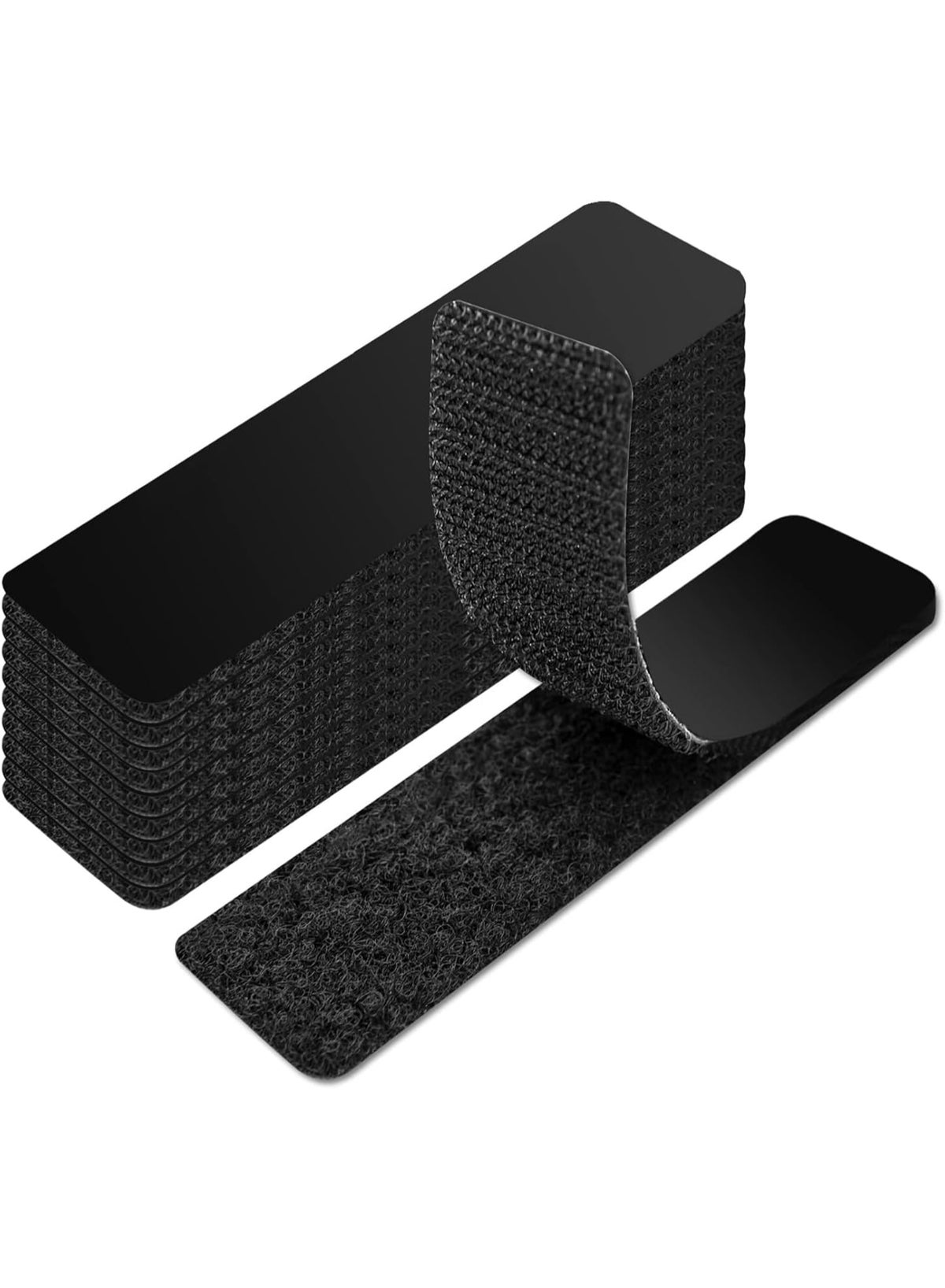 2.5×10cm Hook and Loop Strips With Adhesive - 32 Sets, Double-Sided Strong Back Adhesive Fastener for Home or Office Use - Instead of Holes and Screws (Black)