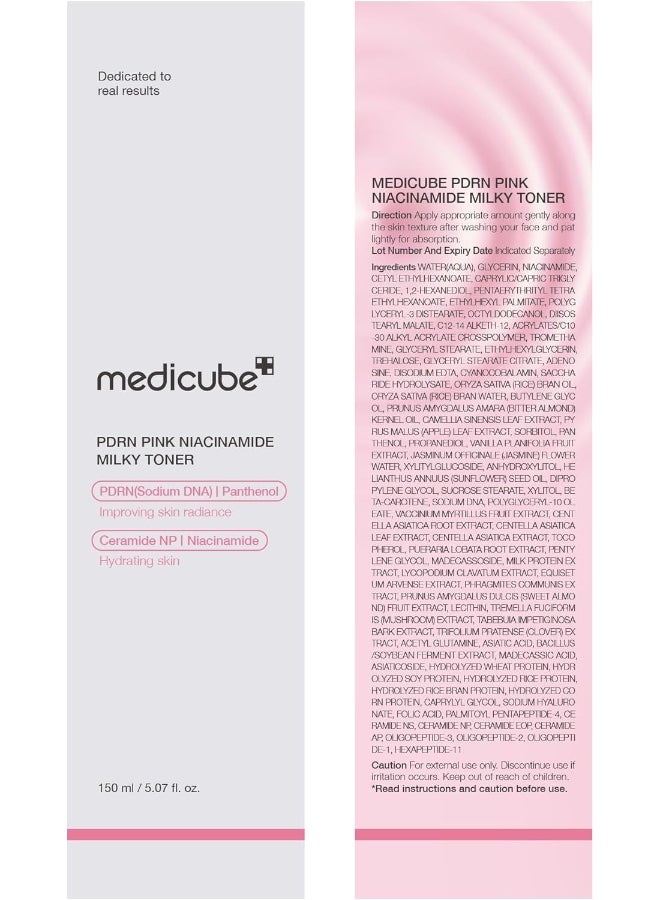 PDRN Pink Niacinamide Milky Toner for Hydrating, Moisturizing, Soothing, Ceramid