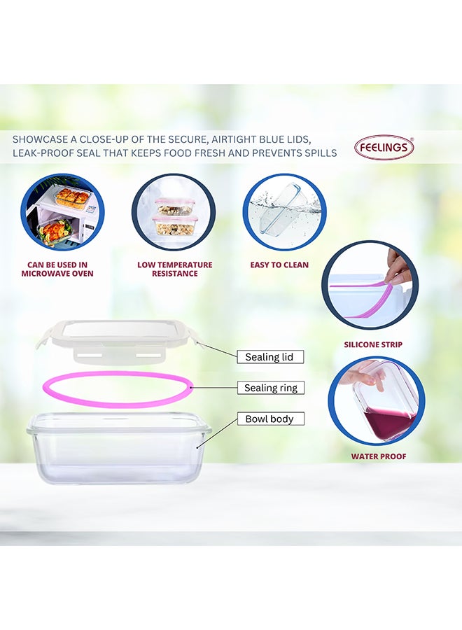 Glass Storage 1000ml with Pink Silicone Lid Clear 21x16x7cm - Image 3
