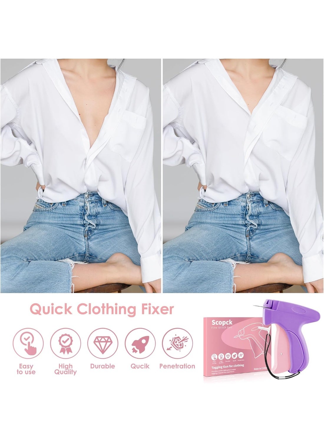 Tagging Gun for Clothing - Mini Stitch Gun for Clothes - Mini Sewing Kit - Purpl
