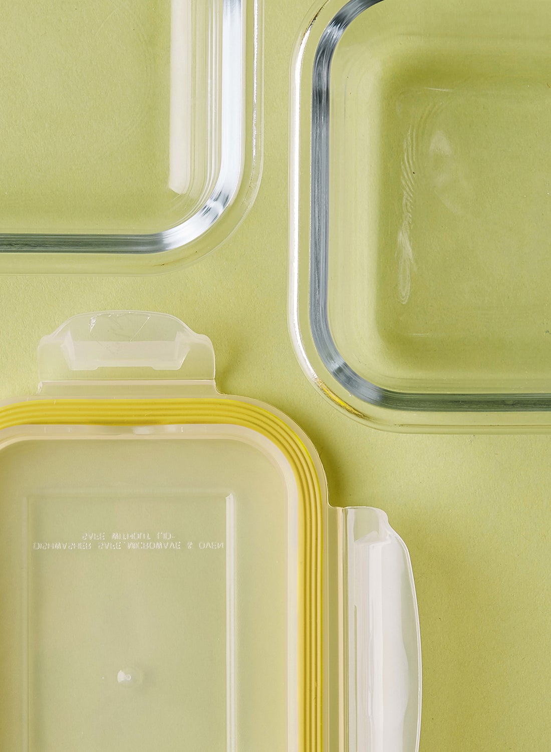 6 Piece Borosilicate Glass Food Container Set - Airtight Lids - Lunch Box - Rectangle + Square - Food Storage Box - Storage Boxes - Kitchen Cabinet Organizers - Glass Food Container - Yellow Yellow 6-Piece (Rectangle/Square) - Image 4