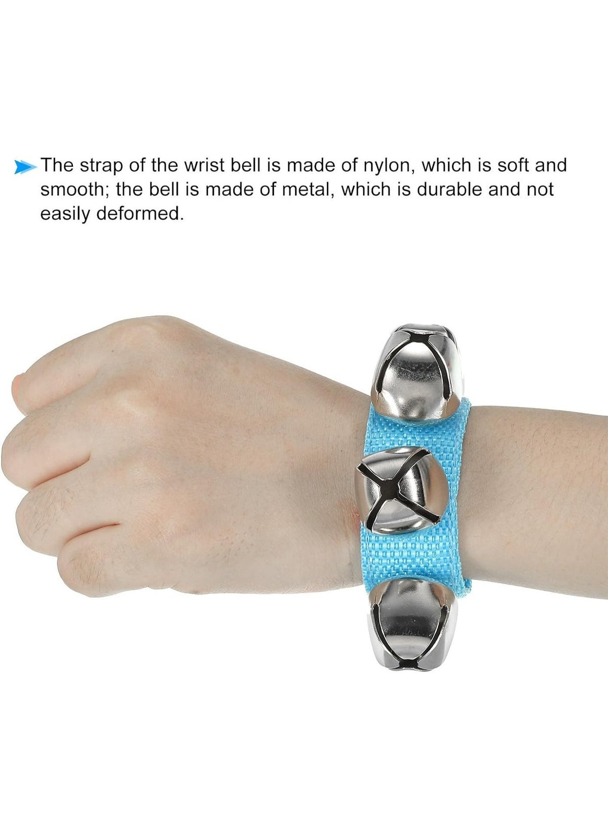 Adjustable Nylon Wrist Jingle Bells for Children - Blue