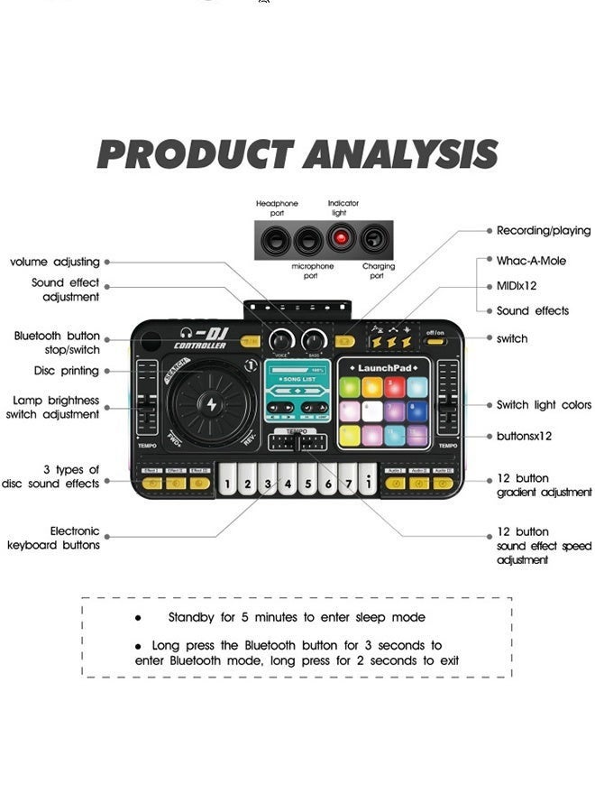 DJ Mixer Toys for Toddlers, Electronic Baby Musical DJ Toys with Lights, Songs,