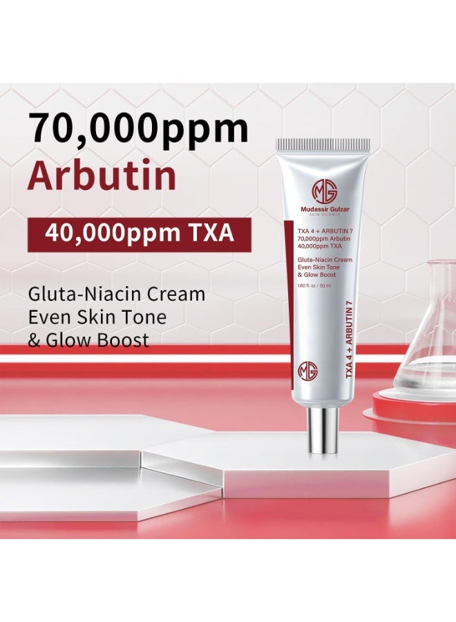 Arbutin 7% + Tranexamic Acid 4% Cream, 70,000ppm Arbutin Cream 50ml, 40,000ppm TXA, Niacinamide, Glutathione Cream to Supports Even Skin Tone, Enhances Skin Clarity, Korean Skin Care - Image 3
